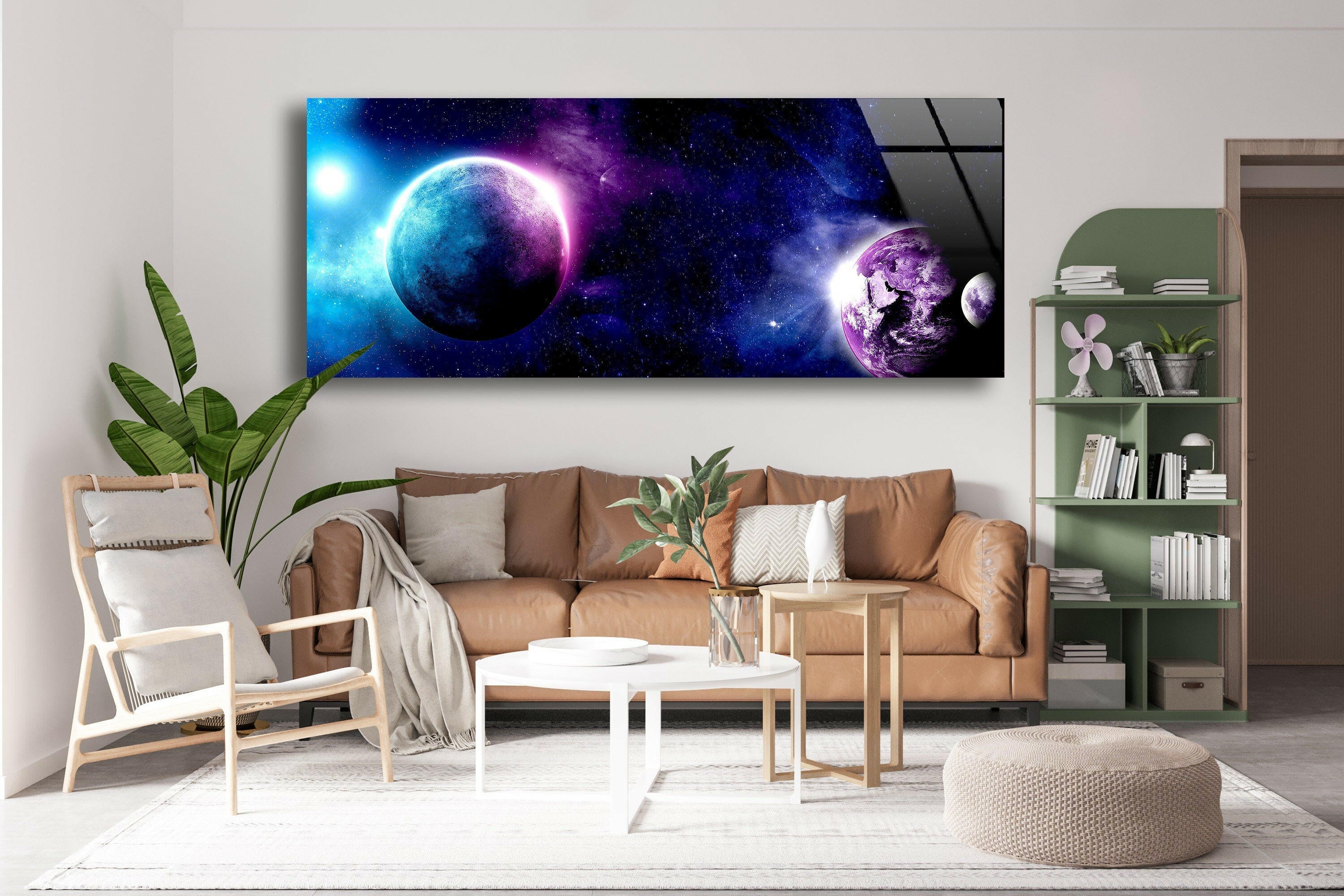 Panoramic Space Galaxy Tempered Glass Wall Art