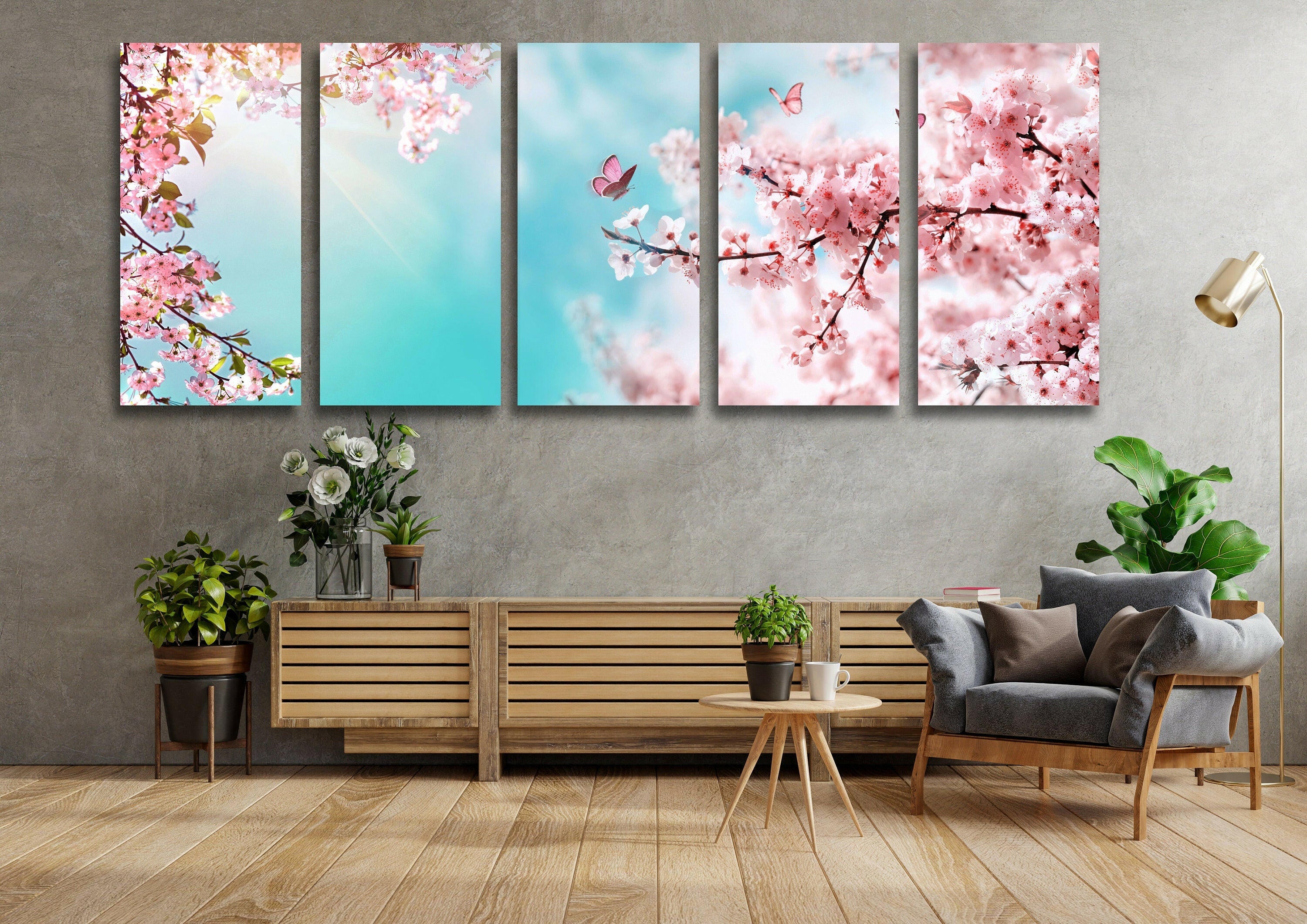 Panoramic Floral Tempered Glass Wall Art