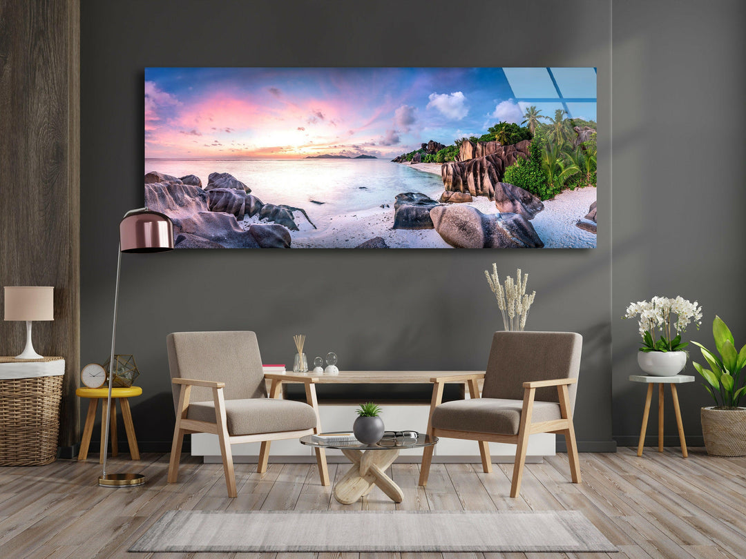 Tropical Island Landscape Glass Wall Art, Glass Printing Wall Art, Print photos on glass