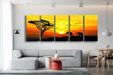 Panoramic Safari Animals Tempered Glass Wall Art