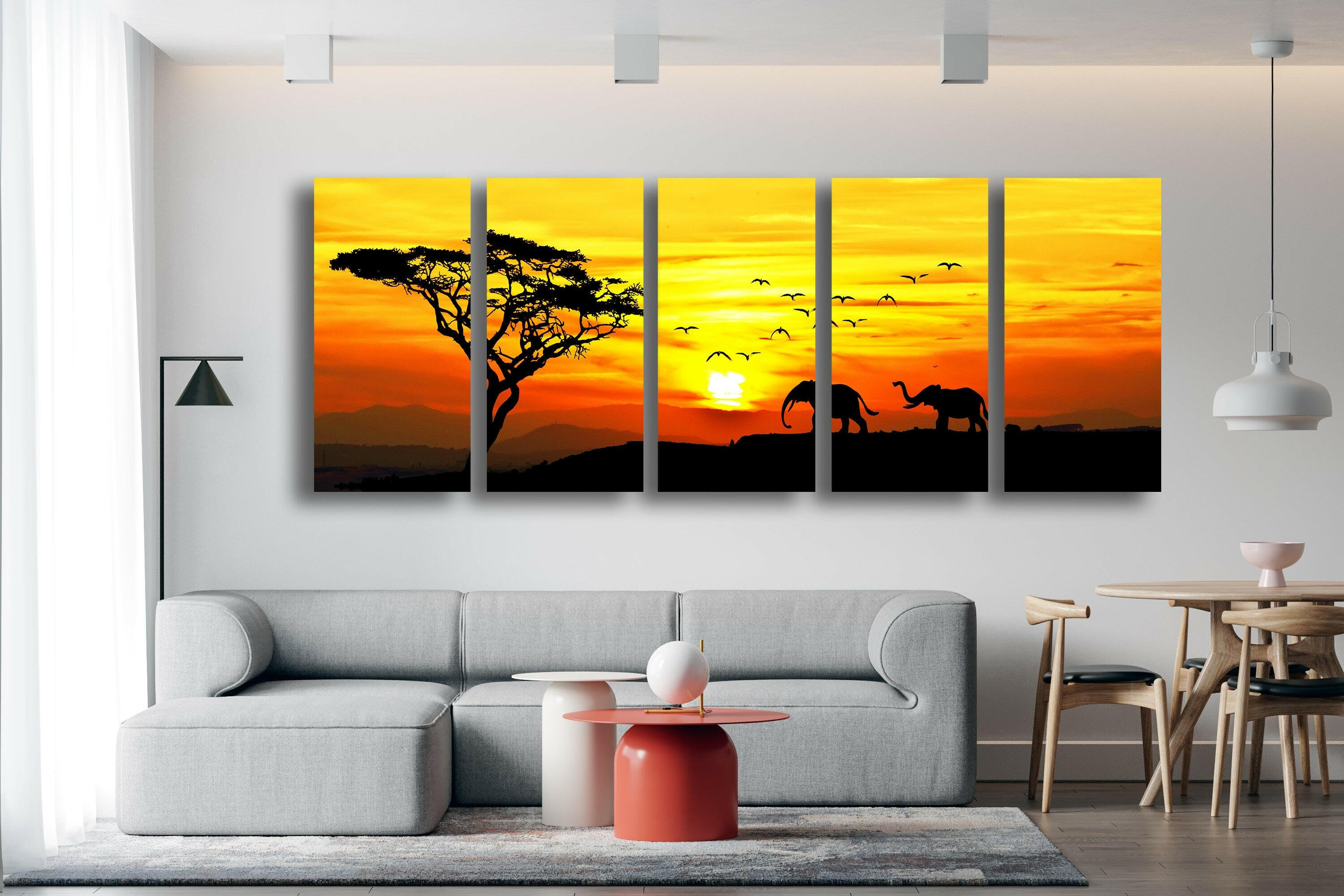 Panoramic Safari Animals Tempered Glass Wall Art