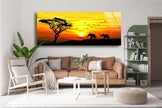 Panoramic Safari Animals Tempered Glass Wall Art