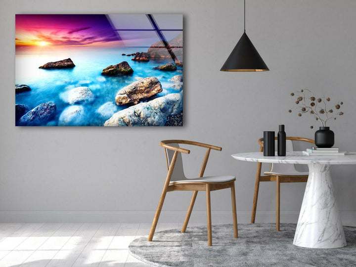 Twilight Over the Sea with Stunning Rock Formations – A Relaxing Glass Art
