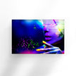 Woman in Neon Light Tempered Glass Wall Art