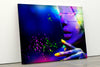 Woman in Neon Light Tempered Glass Wall Art