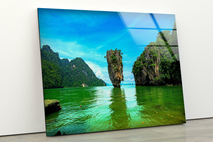 Landscape art for sale featuring the majestic limestone formations of Phang Nga Bay.
