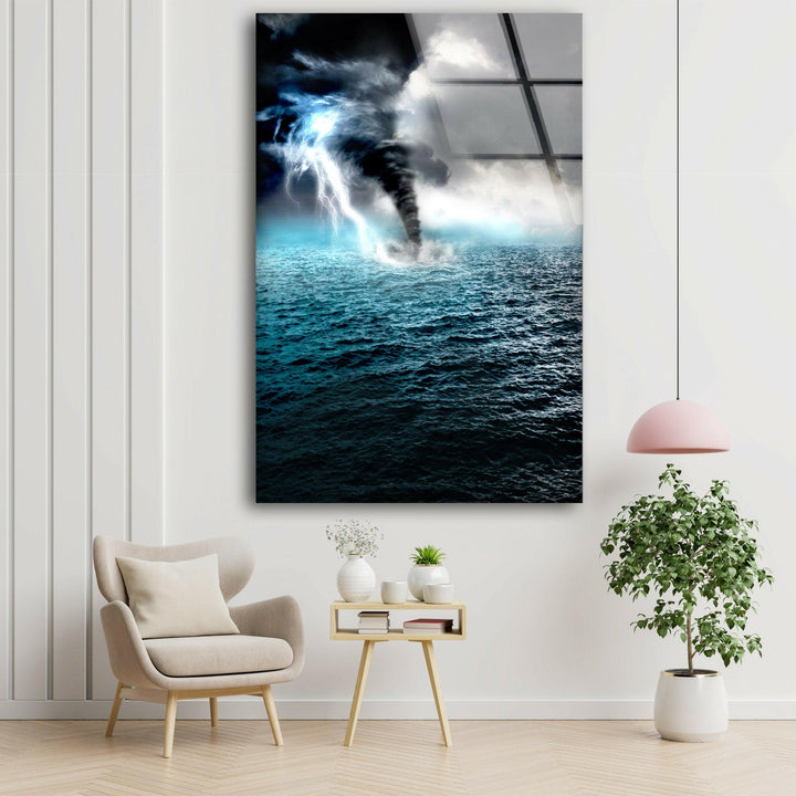 Dramatic Weather Phenomenon – A Tornado and Ocean Waves in High-Definition
