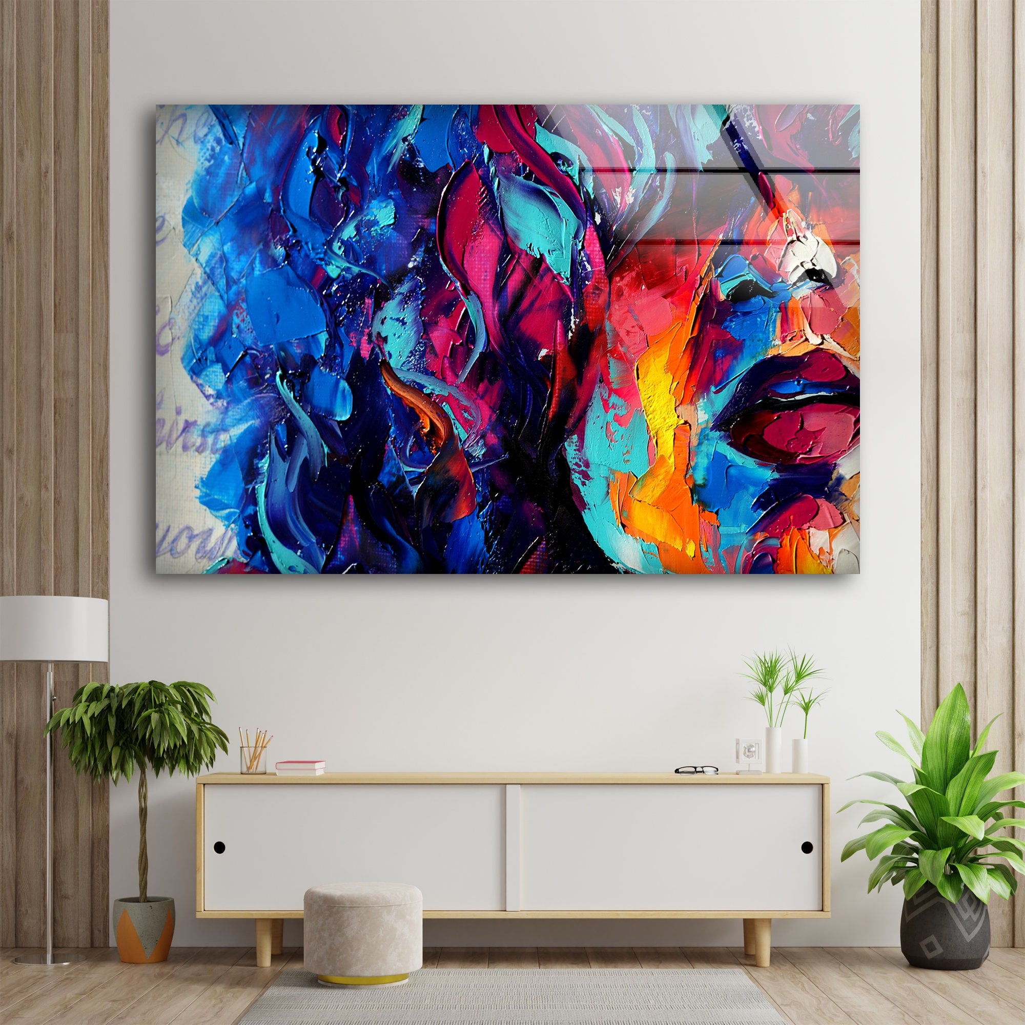 Woman Painting Tempered Glass Wall Art