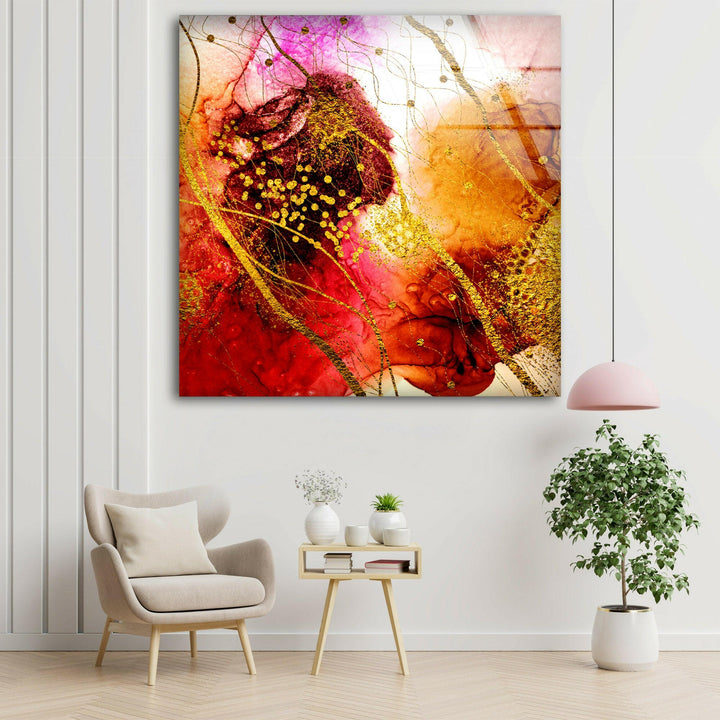 Wandkunst aus goldfarbenem Spritzglas