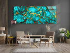 Green Gold Marble Decor Tempered Glass Wall Art