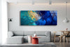 Blue Green Abstract Tempered Glass Wall Art