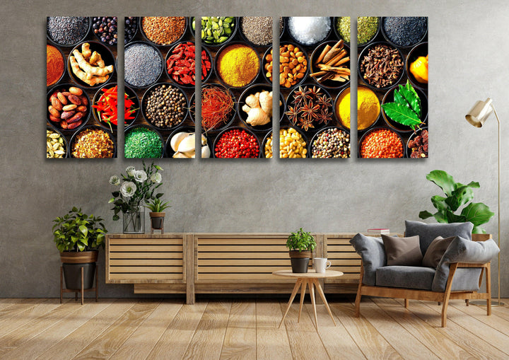Various Spices Kitchen Glass Wall Art, photo print on glass, prints on glass wall art