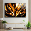Golden Abstract Tempered Glass Wall Art