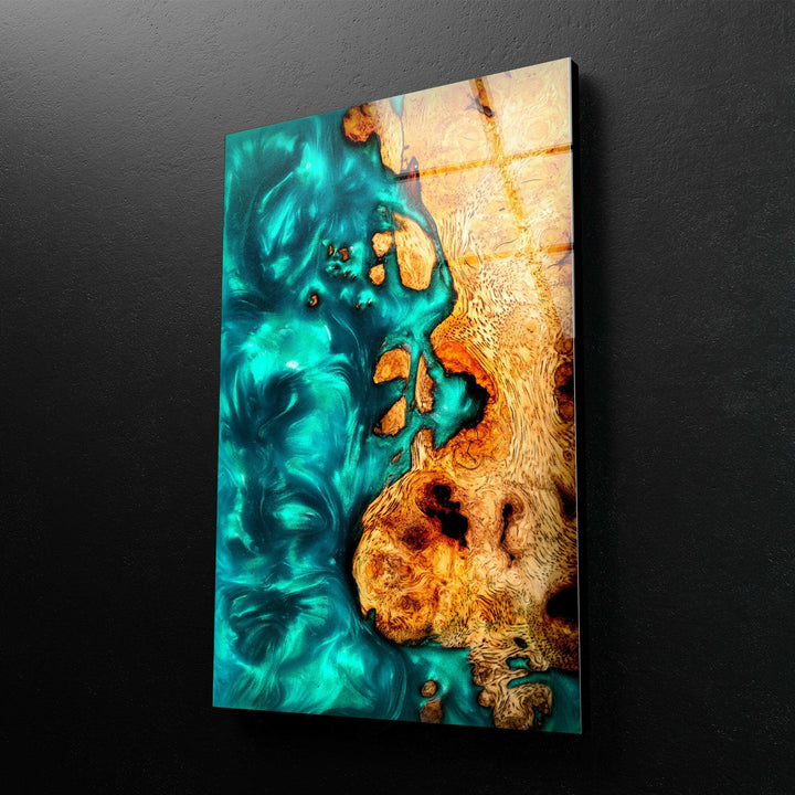 Green Epoxy Resin Wood Elegant Glass Photo Prints for Decor