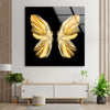 Golden Butterfly Tempered Glass Wall Art