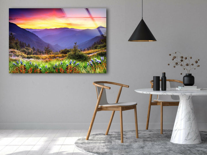 Golden Hour in the Mountains – A High-Definition Glass Print
