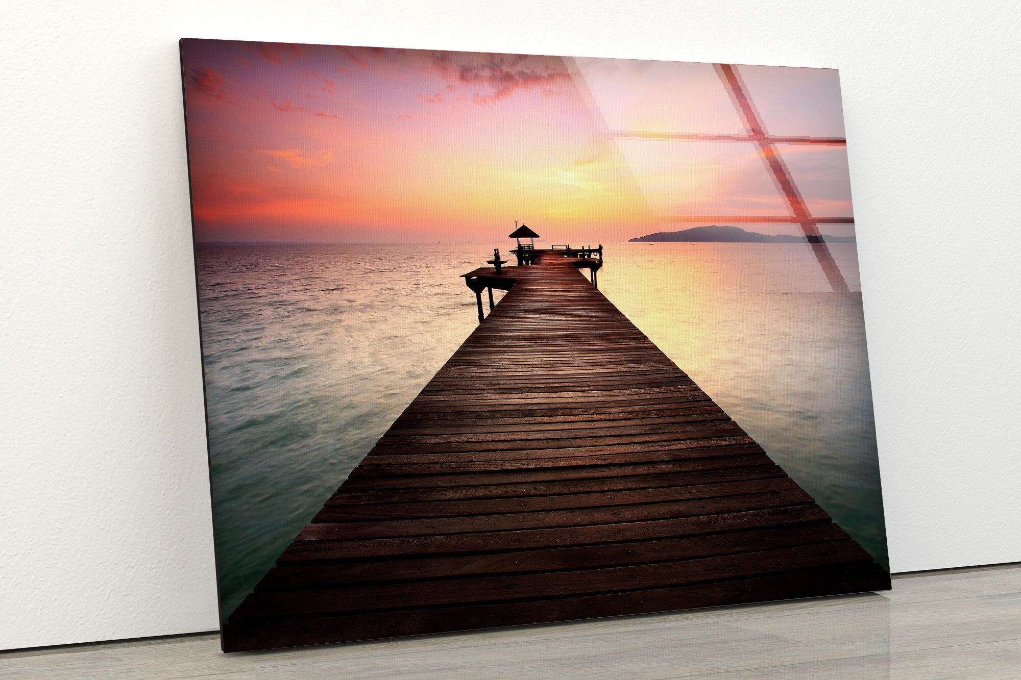 Sea Dock View Tempered Glass Wall Art