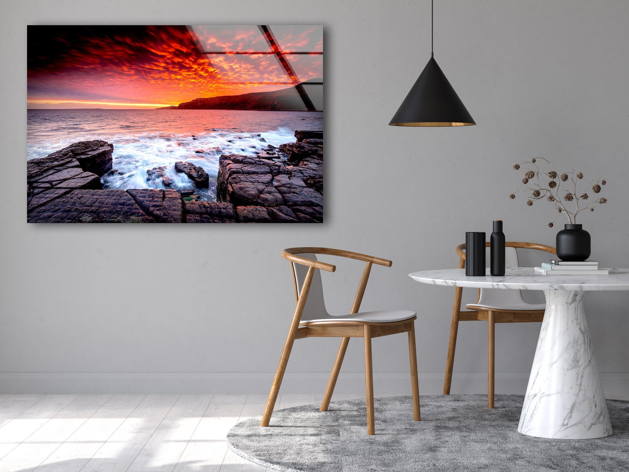 Red Sky at Night Tempered Glass Wall Art