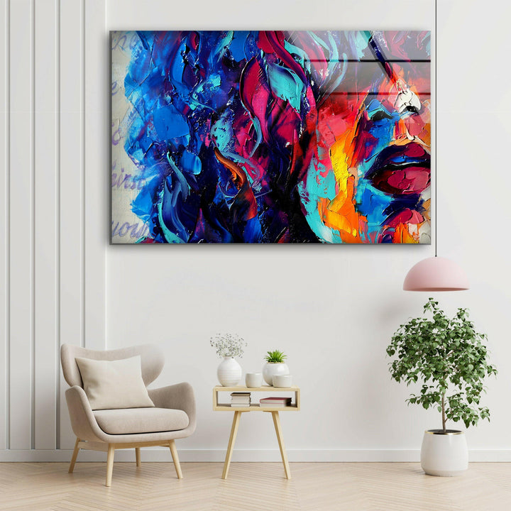 Woman Painting Art Cool Glass Art & Print on Glass