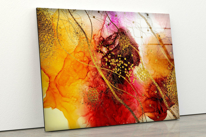 Golden Glass Art & Tempered Glass Wall Decor