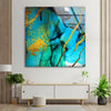 Blue and Golden Marble Tempered Glass Wall Art
