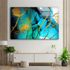 Blue and Golden Marble Tempered Glass Wall Art