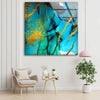 Blue and Golden Marble Tempered Glass Wall Art