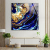 Blue with Gold Sparkles Tempered Glass Wall Art