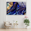 Blue with Gold Sparkles Tempered Glass Wall Art