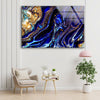 Blue with Gold Sparkles Tempered Glass Wall Art