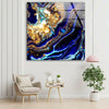 Blue with Gold Sparkles Tempered Glass Wall Art