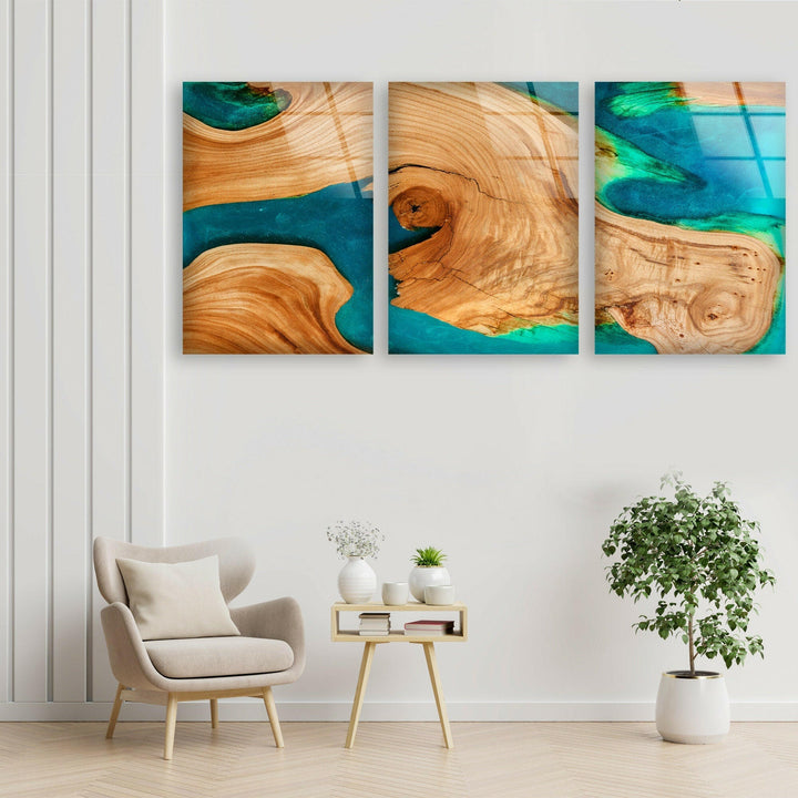 Wooden Patterned Abstract Glass Wall Art, custom glass pictures, glass art prints