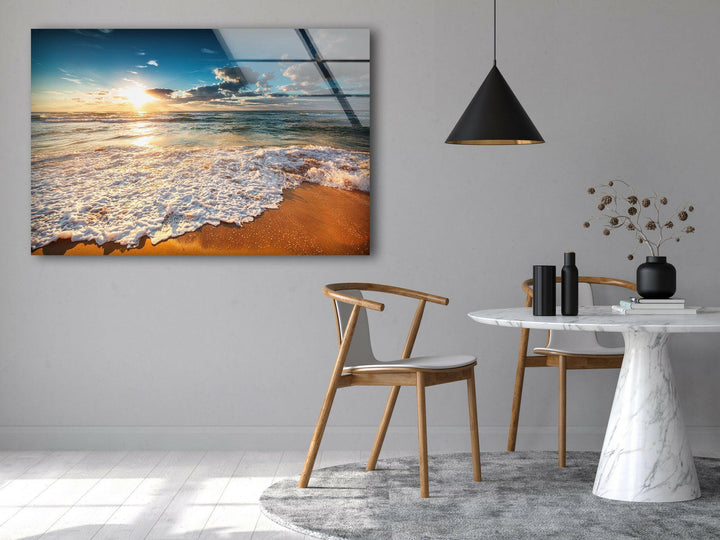 Wolkenlandschaft über dem Meer, Glaswandkunst