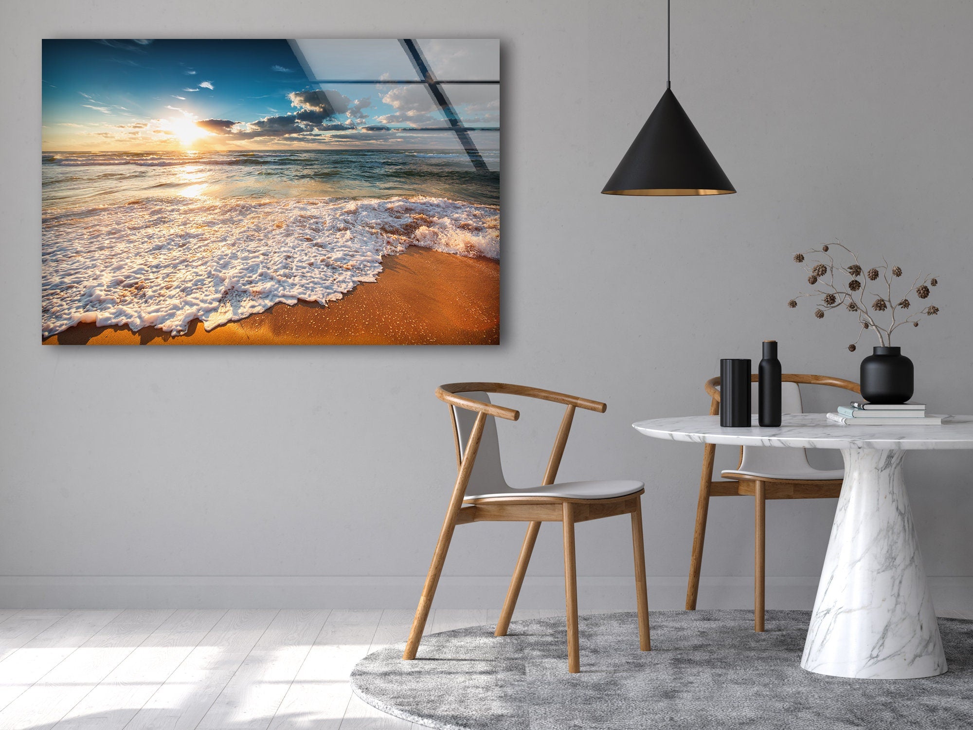 Sunset on the Beach Tempered Glass Wall Art