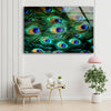 Peacock Feathers Tempered Glass Wall Art