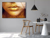 Gold Lips Black Woman Tempered Glass Wall Art