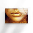 Gold Lips Black Woman Tempered Glass Wall Art