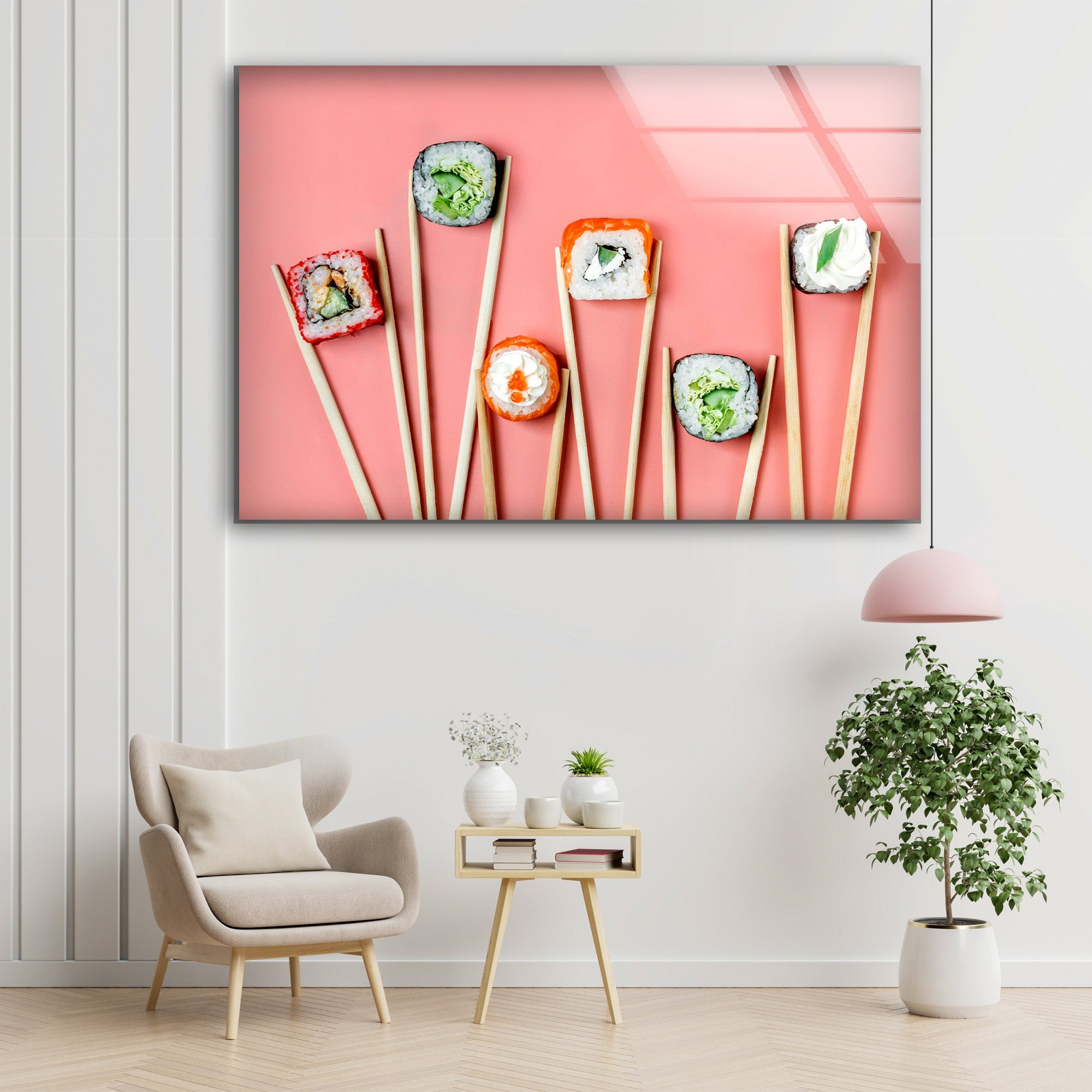 Japanese Sushi Tempered Glass Wall Art