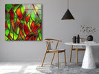Green and Red Stained Tempered Glass Wall Art