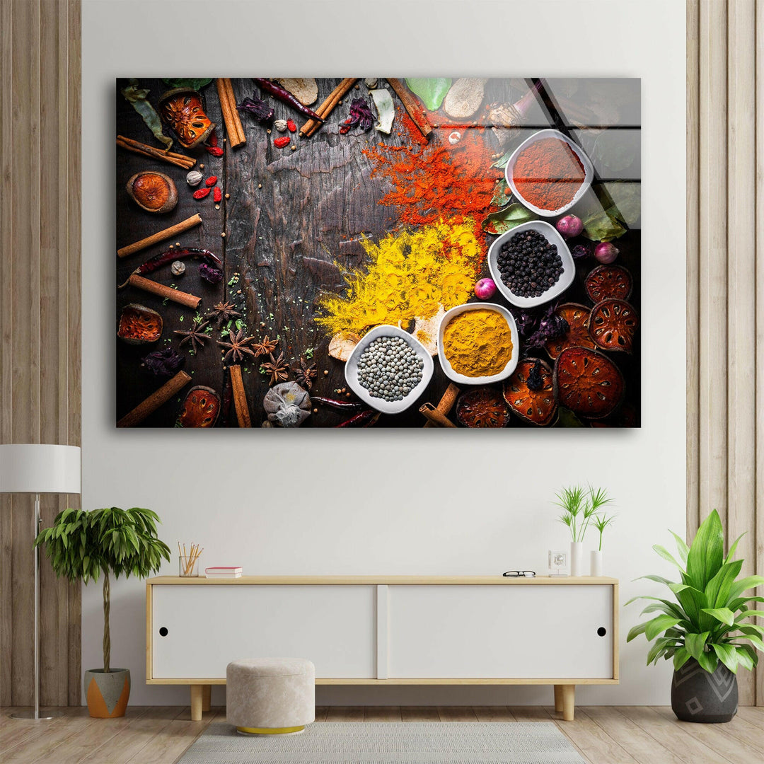 Mixed Spices Glass Wall Art, glass image printing, glass prints from photos
