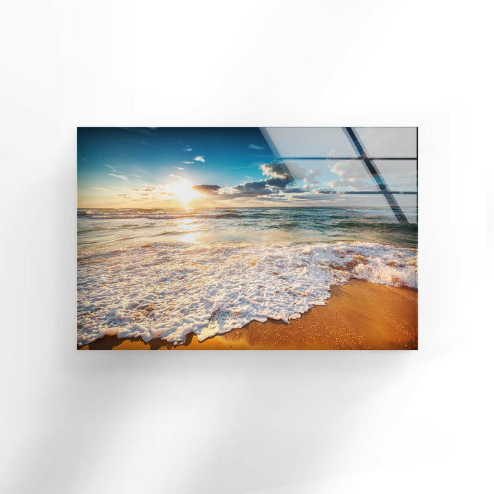 Wolkenlandschaft über dem Meer, Glaswandkunst