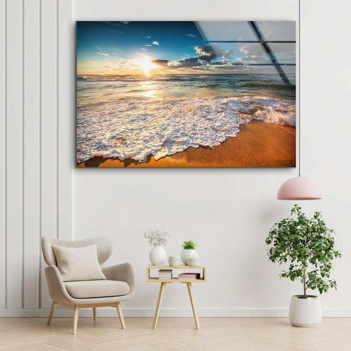 Wolkenlandschaft über dem Meer, Glaswandkunst