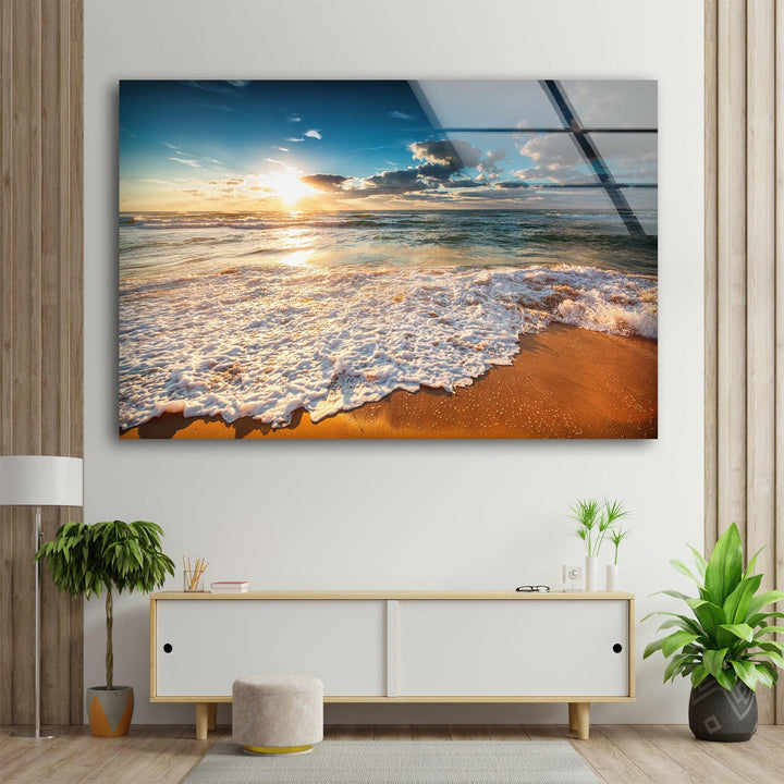 Wolkenlandschaft über dem Meer, Glaswandkunst