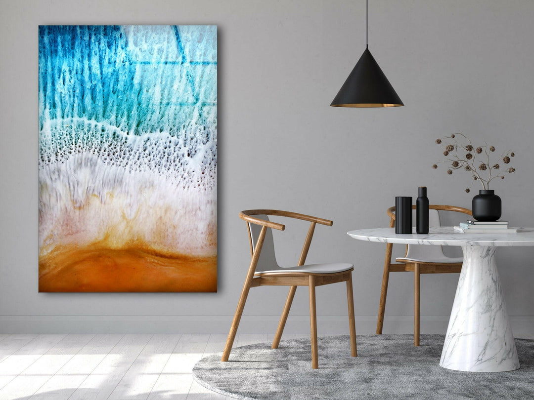 Transform your room with this striking abstract art piece featuring soothing ocean waves.
