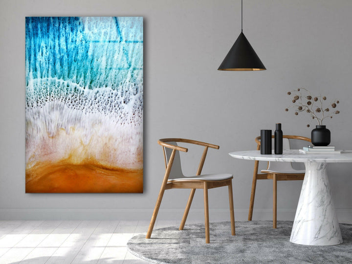 Transform your room with this striking abstract art piece featuring soothing ocean waves.
