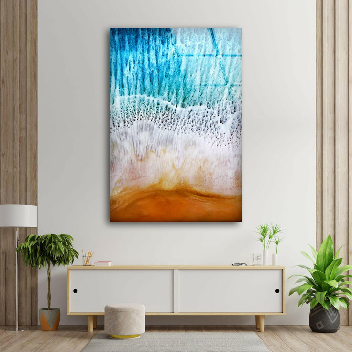 **Bring the calming essence of the beach into your home with this Ocean Wave Abstract Glass Wall Art – A Captivating Seaside View.
