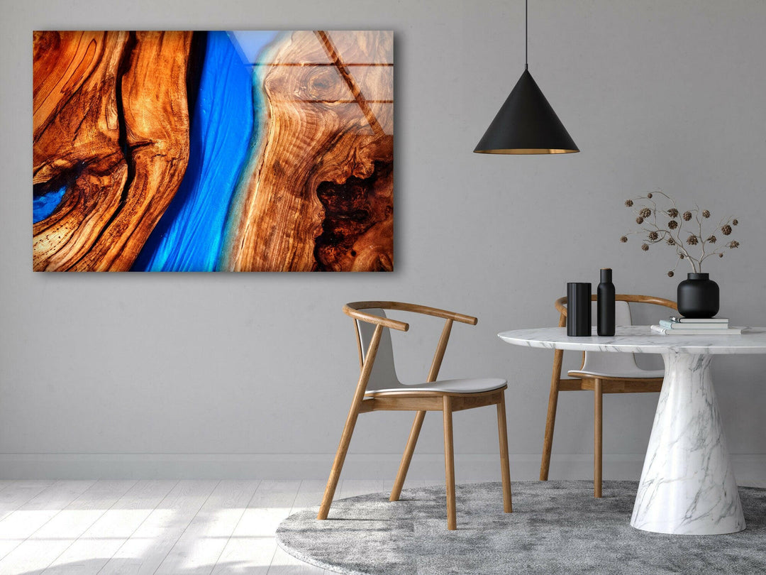 Wood Design Abstract Glass Wall Art