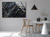 Black Marble Patterned Tempered Glass Wall Art