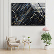 Black Marble Patterned Tempered Glass Wall Art