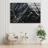 Black Marble Patterned Tempered Glass Wall Art